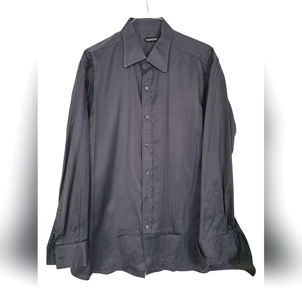 TOM FORD ▪️ Chevren Cotton Dress Shirt - Size 46, Grey